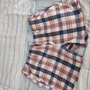 Levi's Red and Navy Blue Plaid Shorts Size 6